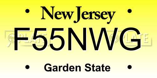 F55NWG New Jersey License Plate
