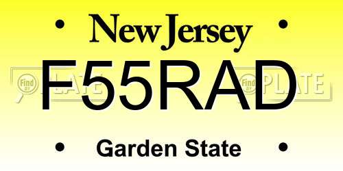 F55RAD New Jersey License Plate
