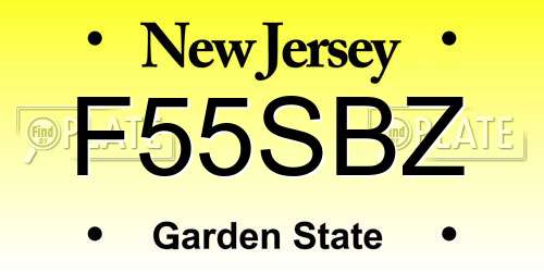 F55SBZ New Jersey License Plate