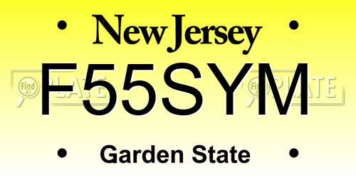 F55SYM New Jersey License Plate