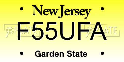 F55UFA New Jersey License Plate