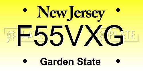 F55VXG New Jersey License Plate