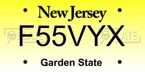 F55VYX New Jersey License Plate