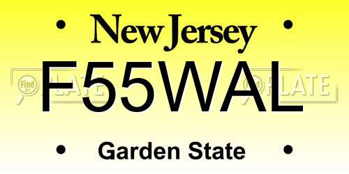 F55WAL New Jersey License Plate