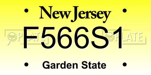 F566S1 New Jersey License Plate