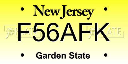 F56AFK New Jersey License Plate