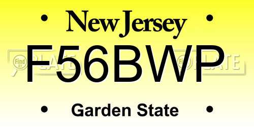 F56BWP New Jersey License Plate