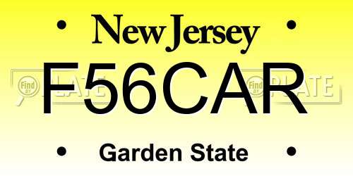 F56CAR New Jersey License Plate
