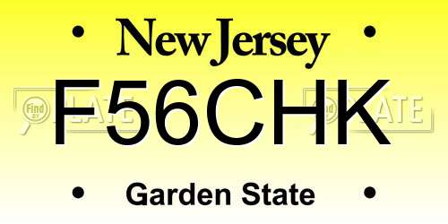 F56CHK New Jersey License Plate