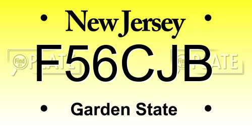 F56CJB New Jersey License Plate
