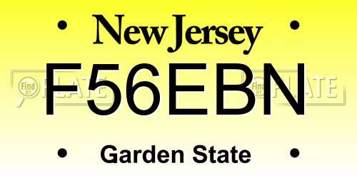 F56EBN New Jersey License Plate