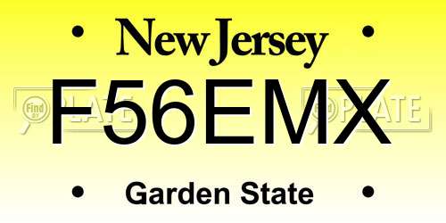 F56EMX New Jersey License Plate