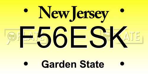 F56ESK New Jersey License Plate