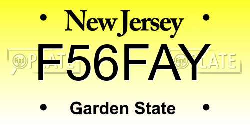 F56FAY New Jersey License Plate