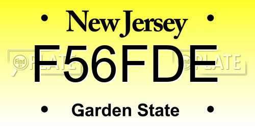 F56FDE New Jersey License Plate