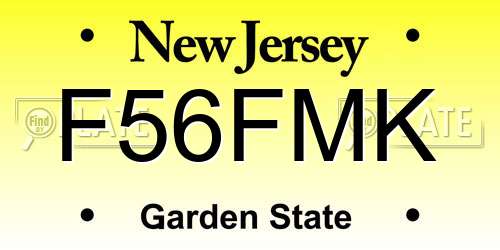 F56FMK New Jersey License Plate