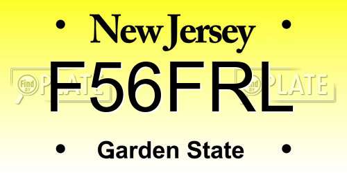 F56FRL New Jersey License Plate