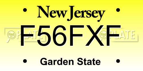 F56FXF New Jersey License Plate