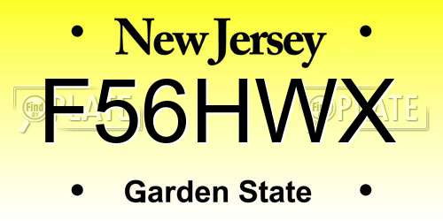 F56HWX New Jersey License Plate