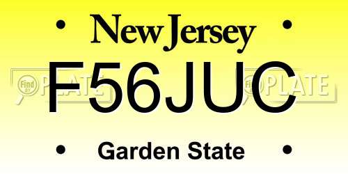 F56JUC New Jersey License Plate