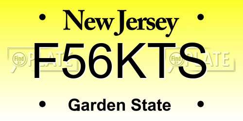 F56KTS New Jersey License Plate