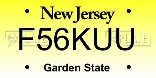 F56KUU New Jersey License Plate
