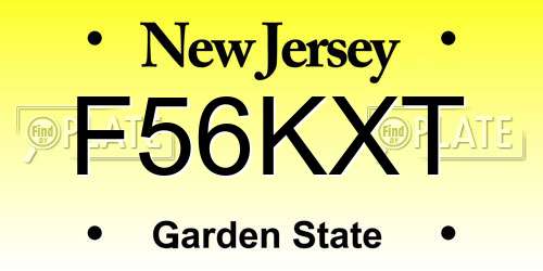 F56KXT New Jersey License Plate