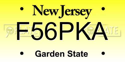 F56PKA New Jersey License Plate