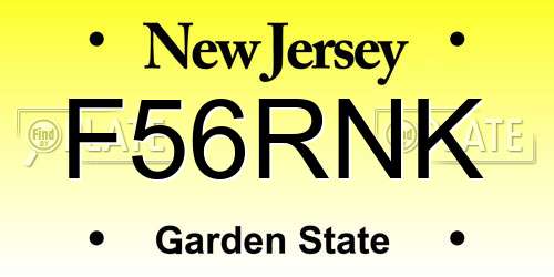 F56RNK New Jersey License Plate