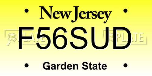 F56SUD New Jersey License Plate