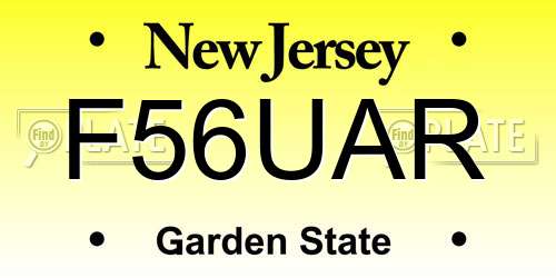 F56UAR New Jersey License Plate