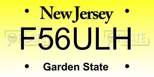 F56ULH New Jersey License Plate