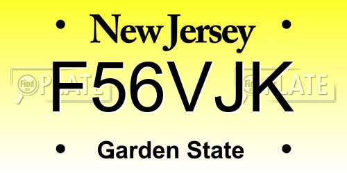 F56VJK New Jersey License Plate
