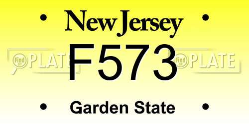 F573 New Jersey License Plate