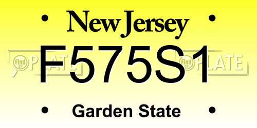F575S1 New Jersey License Plate