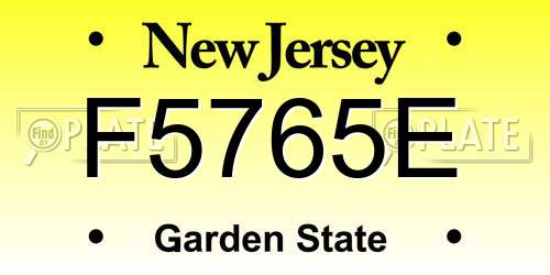 F5765E New Jersey License Plate