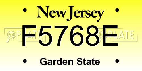 F5768E New Jersey License Plate