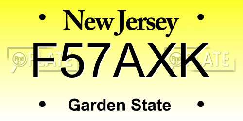F57AXK New Jersey License Plate