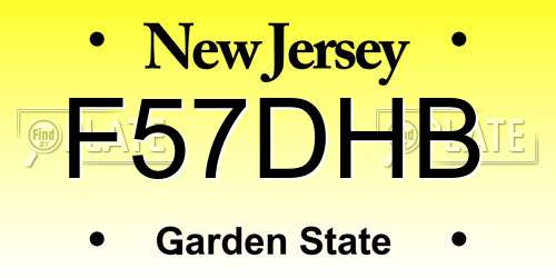 F57DHB New Jersey License Plate