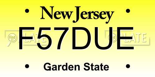 F57DUE New Jersey License Plate