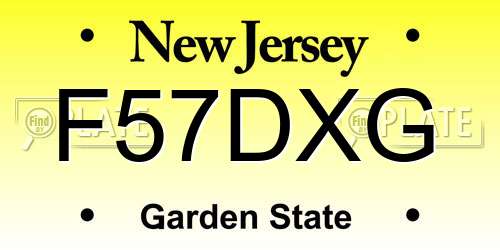 F57DXG New Jersey License Plate