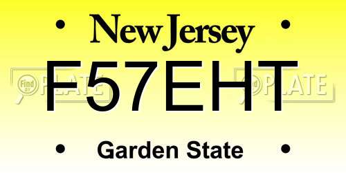 F57EHT New Jersey License Plate