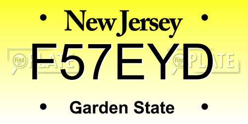 F57EYD New Jersey License Plate