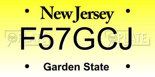 F57GCJ New Jersey License Plate