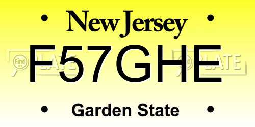 F57GHE New Jersey License Plate