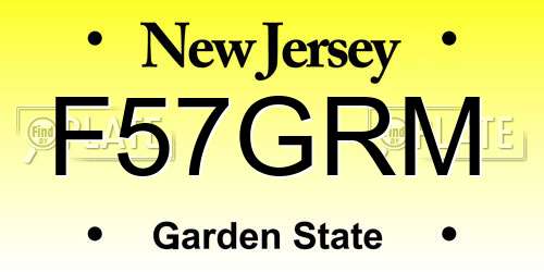 F57GRM New Jersey License Plate
