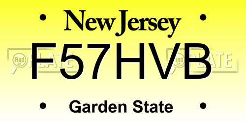 F57HVB New Jersey License Plate