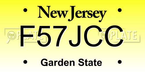 F57JCC New Jersey License Plate