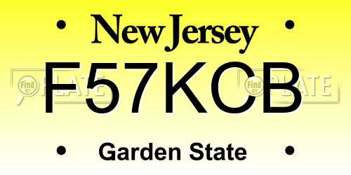 F57KCB New Jersey License Plate