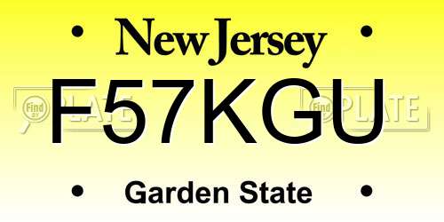 F57KGU New Jersey License Plate